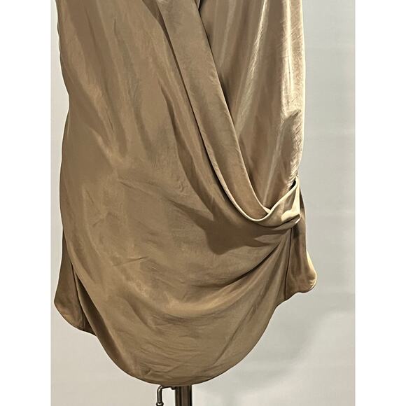 Helmut Lang Champagne Silk Draped Cowl V Neck Sleeveless Racerback Top sz Lg - Picture 2 of 9